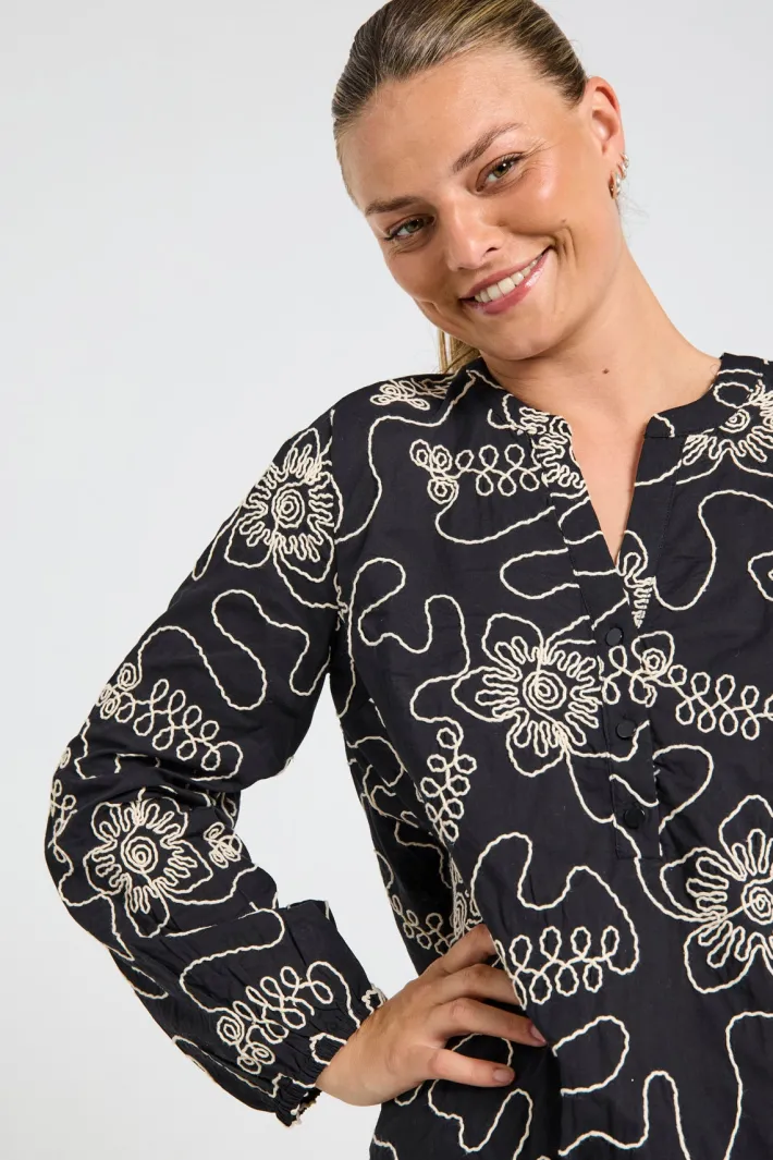 FREEQUENT FQBIMDI - BLUSE - SORT OG HVID