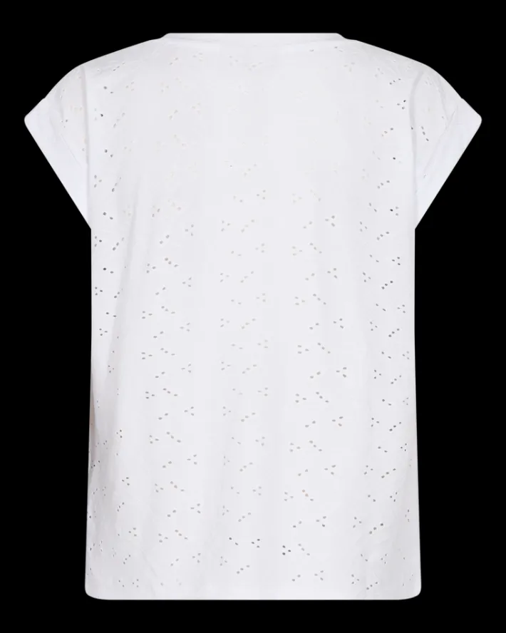 FREEQUENT FQBLOND - BLOMSTRET T-SHIRT - HVID