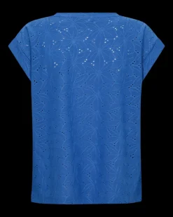 FREEQUENT FQBLOND - BLOMSTRET T-SHIRT - BLÅ