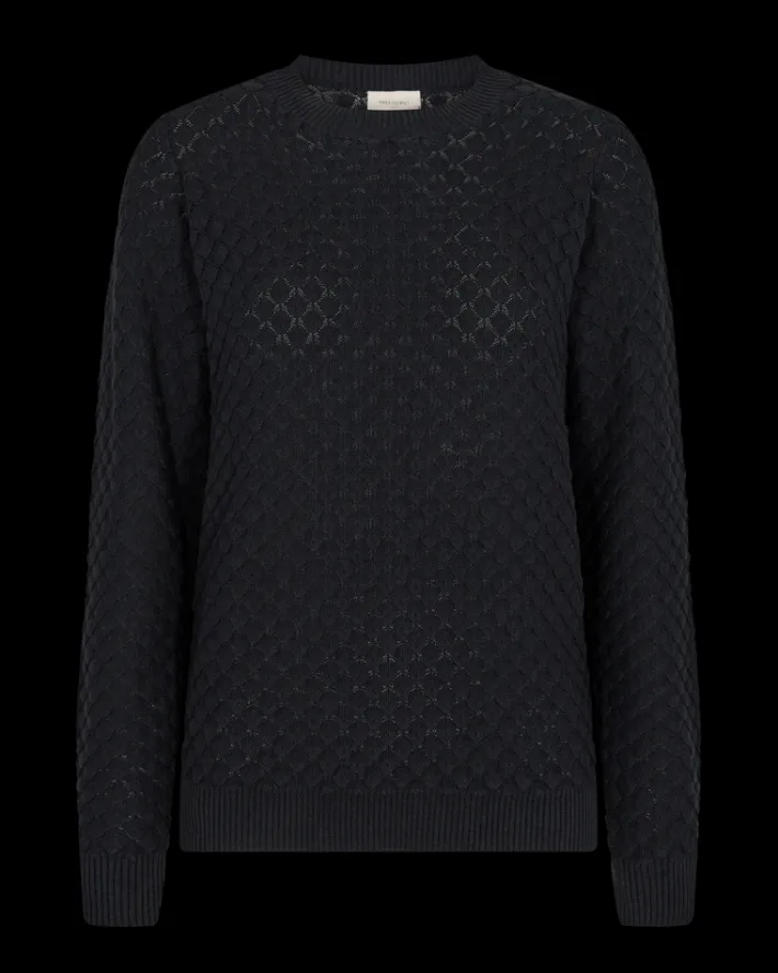 FREEQUENT FQDODO - STRIKKET PULLOVER - SORT