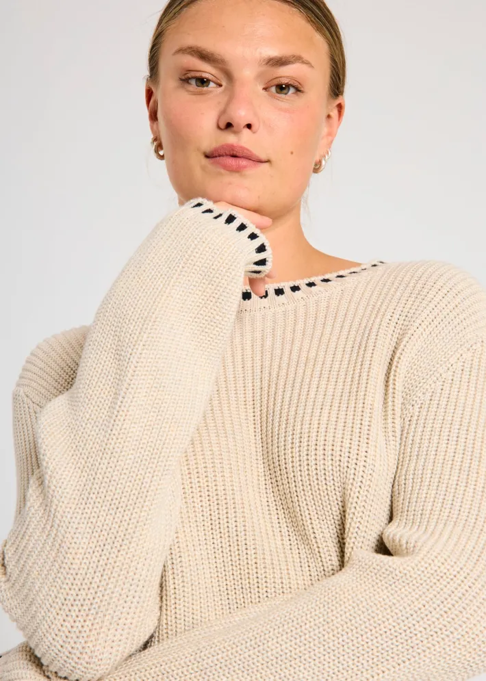 FREEQUENT FQELLIS - PULLOVER - SORT OG HVID