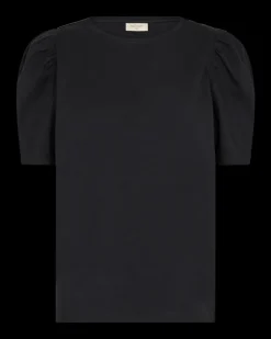 FREEQUENT FQFENJA - T-SHIRT MED PUFÆRMER - SORT