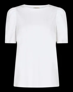 FREEQUENT FQFENJA - T-SHIRT MED PUFÆRMER - HVID