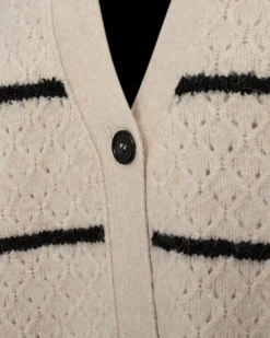 FREEQUENT FQHARA - CARDIGAN - HVID OG SORT