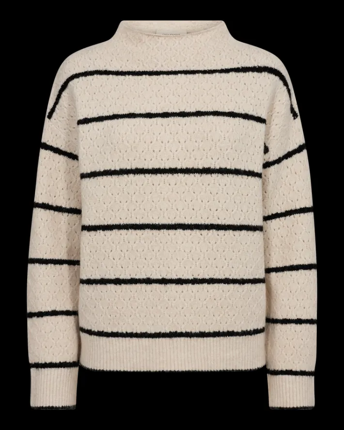 FREEQUENT FQHARA - PULLOVER - HVID OG SORT