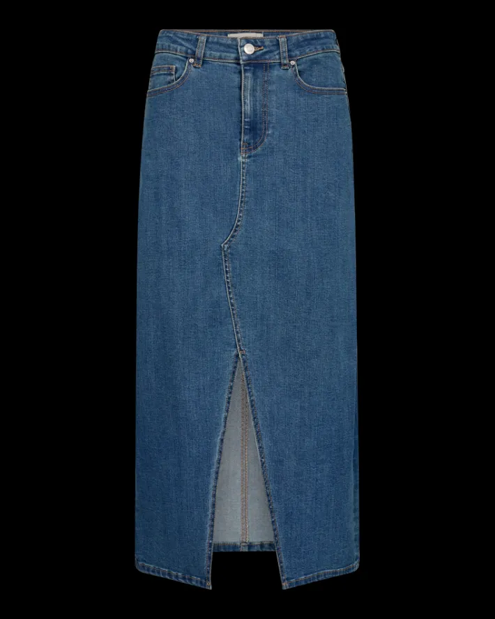 FREEQUENT FQHARLAN - DENIMNEDERDEL - BLÅ
