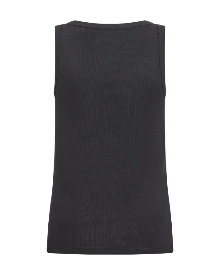 FREEQUENT FQHI - RIBSTRIKKET TOP - SORT