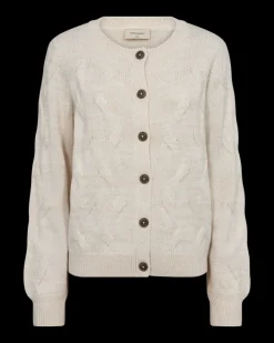 FREEQUENT FQJAZZ - STRIKKET CARDIGAN - BEIGE