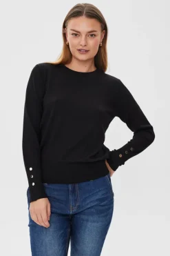 FREEQUENT FQKATIE - FINSTRIKKET PULLOVER - SORT
