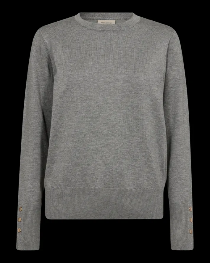 FREEQUENT FQKATIE - FINSTRIKKET PULLOVER - GRÅ