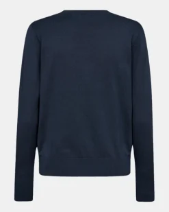 FREEQUENT FQKATIE - FINSTRIKKET PULLOVER - BLÅ