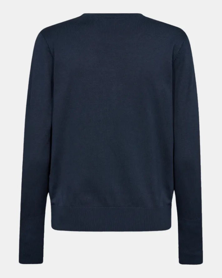 FREEQUENT FQKATIE - FINSTRIKKET PULLOVER - BLÅ