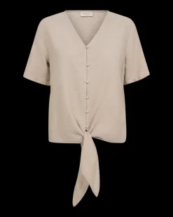FREEQUENT FQLAVA - BLUSE I HØRBLANDING - BEIGE