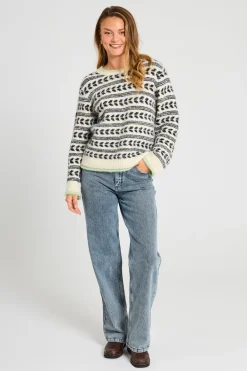 FREEQUENT FQLOUISA - PULLOVER - SORT OG HVID