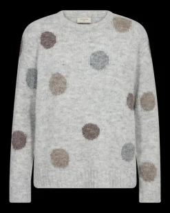 FREEQUENT FQLOUISA - PULLOVER MED PRIKKET MØNSTER - GRÅ OG BRUN