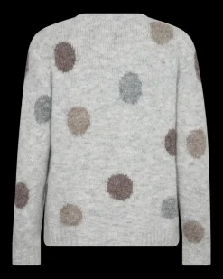 FREEQUENT FQLOUISA - PULLOVER MED PRIKKET MØNSTER - GRÅ OG BRUN