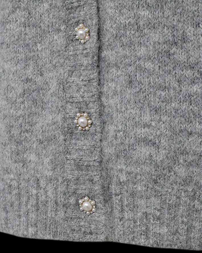 FREEQUENT FQLOUISA - STRIKKET CARDIGAN - GRÅ