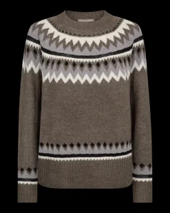 FREEQUENT FQMAYFAIR - PULLOVER - GRÅ OG BRUN