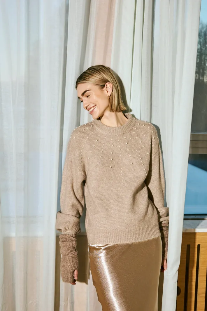 FREEQUENT FQPEARL - PULLOVER - BEIGE