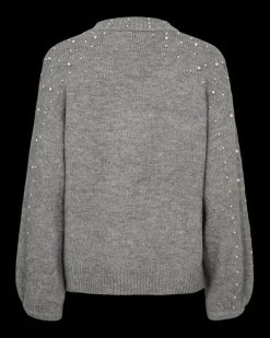 FREEQUENT FQPEARL - PULLOVER MED PERLER - GRÅ