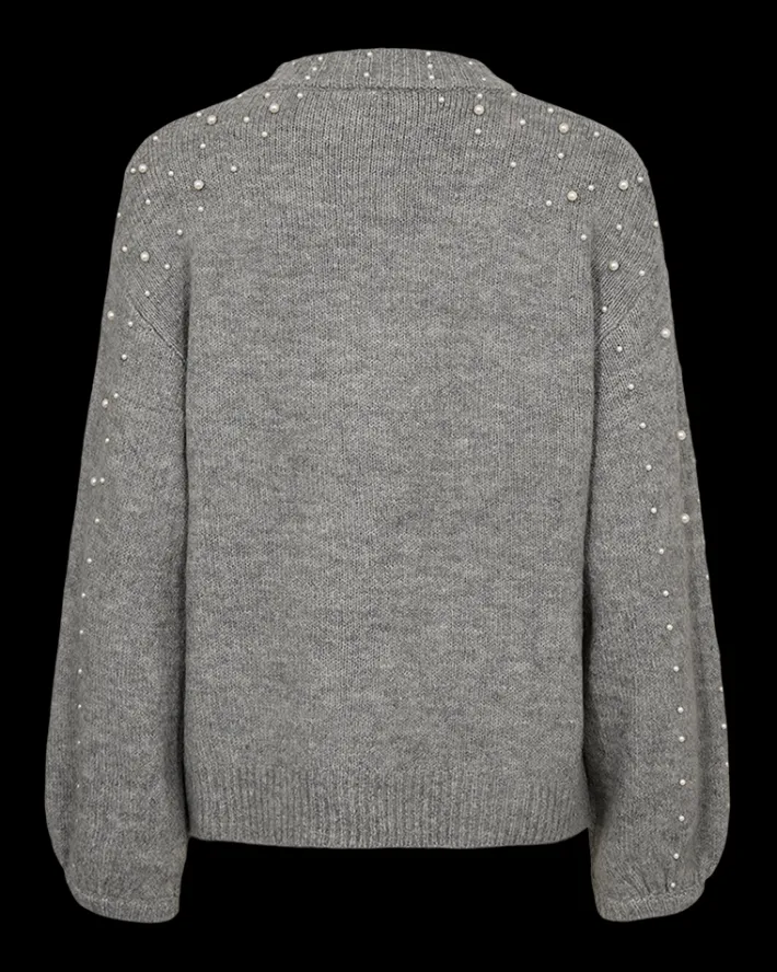 FREEQUENT FQPEARL - PULLOVER MED PERLER - GRÅ