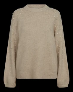 FREEQUENT FQPEARL - PULLOVER MED PERLER - BEIGE