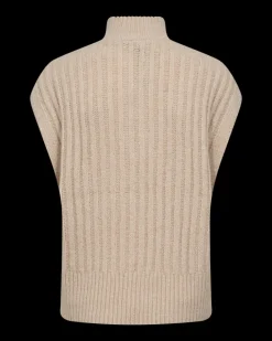 FREEQUENT FQSILA - KORT STRIKKET VEST - BEIGE