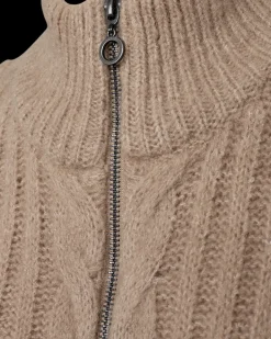 FREEQUENT FQSILA - KORT STRIKKET VEST - BEIGE